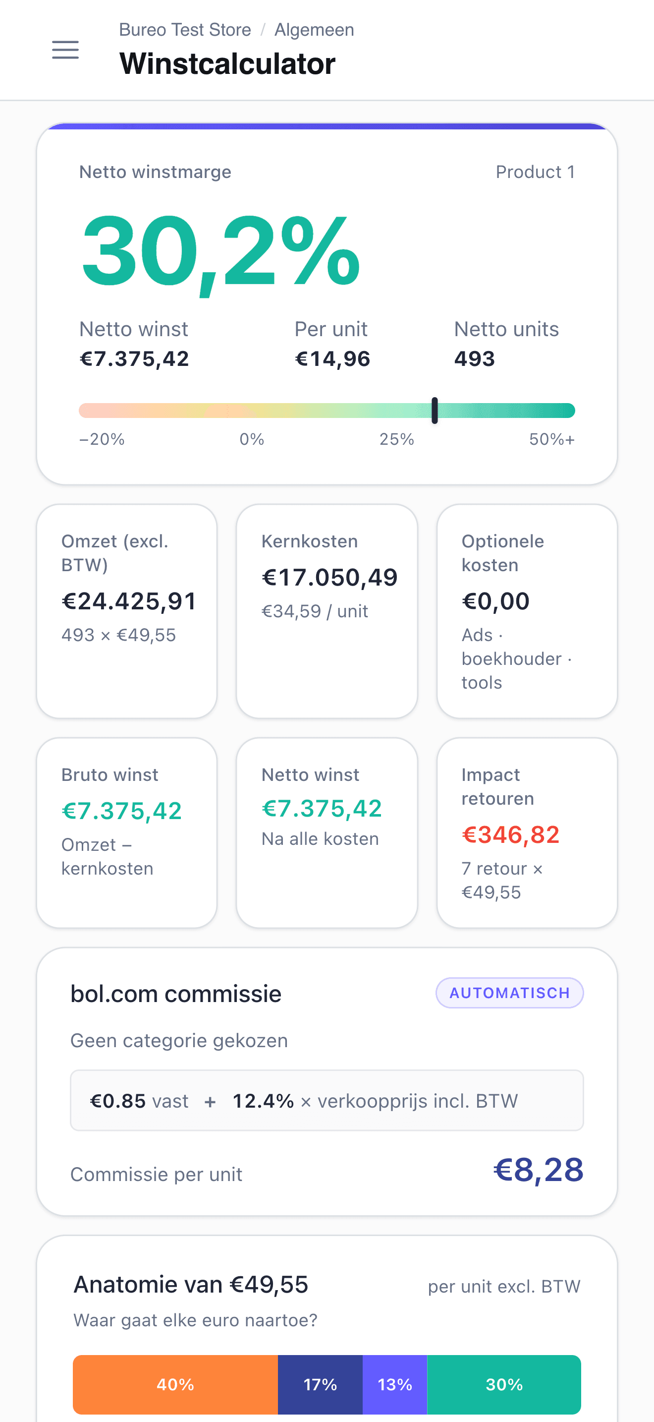 De Tradavia winstcalculator op een telefoon